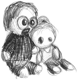 Poppet drawing of Alan and Eva