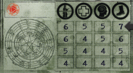 Photograph of the
health disc token next to a set of characteristics. A paperclip has been added to clarify what is selected.