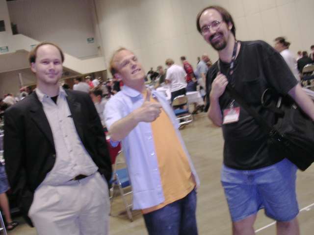 Adam Sessler poses with Alan and Brian