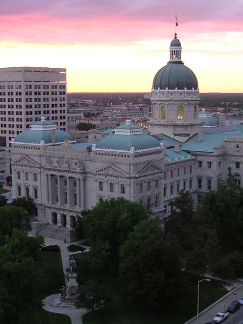 The Indiana State Capital at dusk