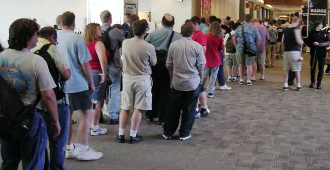 On-Site Registration line, inside