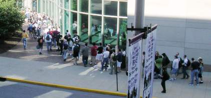 On-Site Registration line, outside