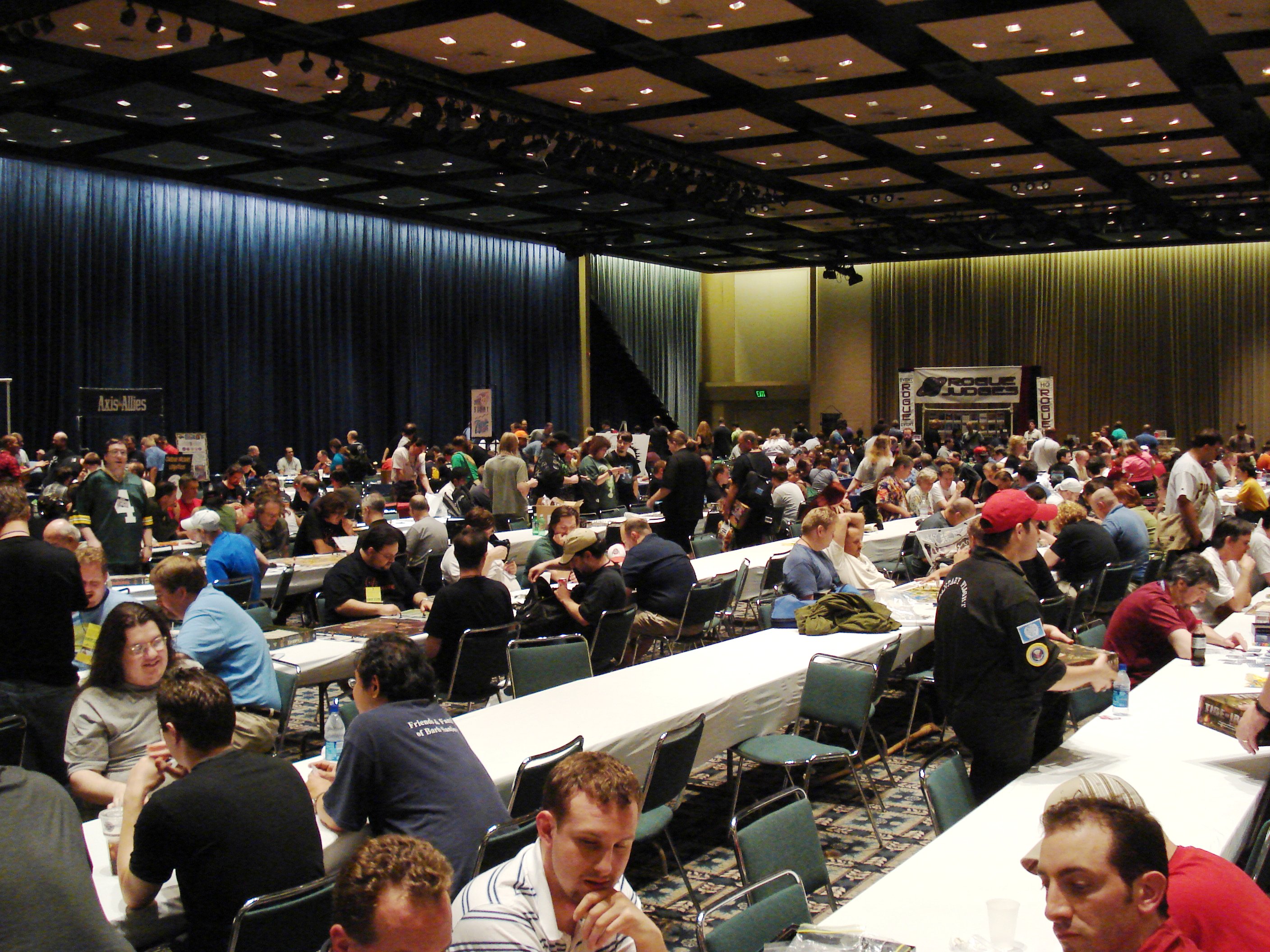 The board games area full of gamers