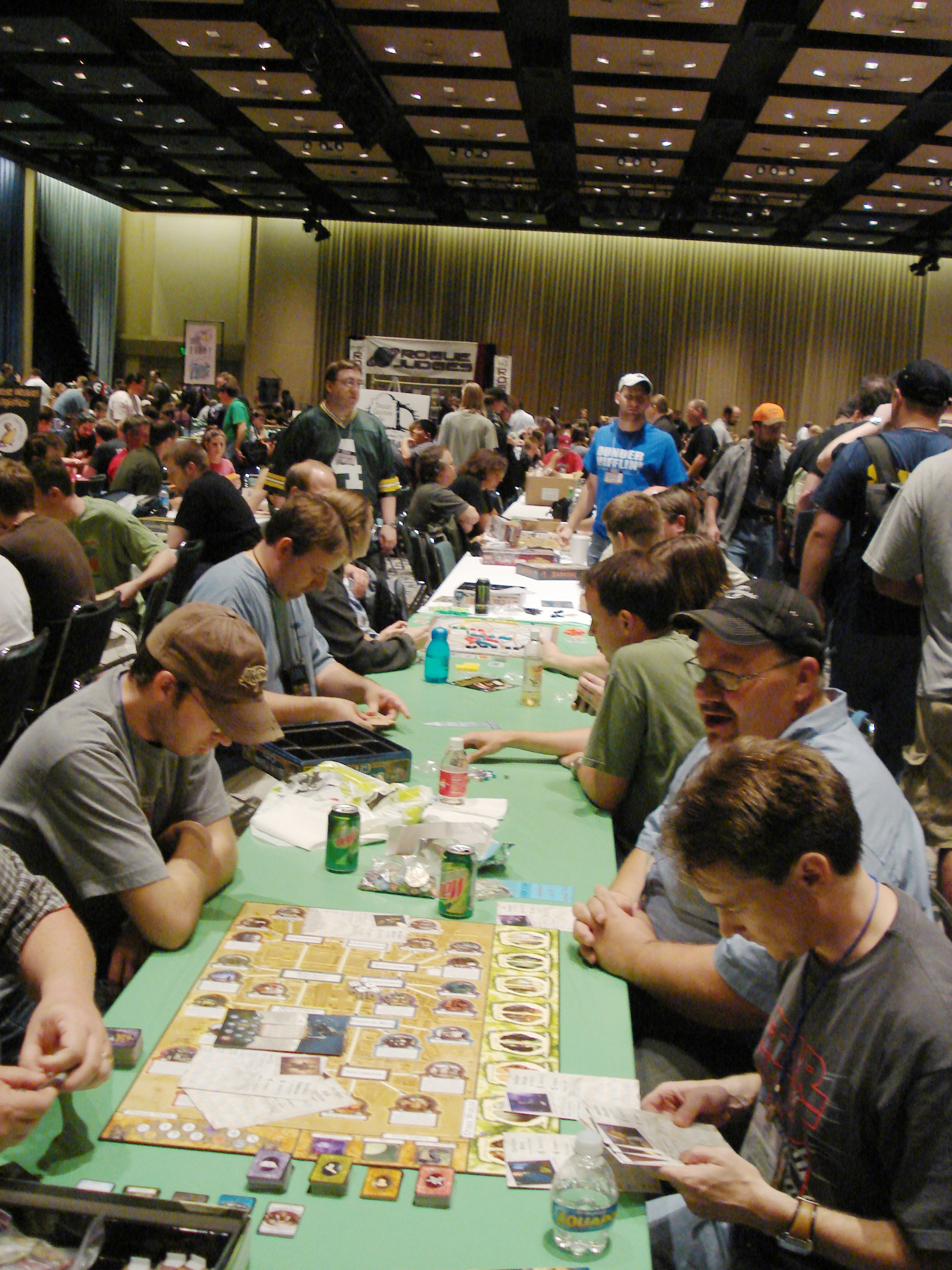 The board games area full of gamers