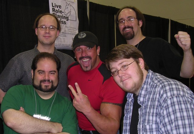 Buff Bagwell posing with Brian, Alan, Aaron, and Michael