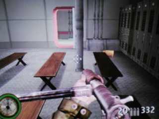 Screenshot: Some benches and a floor to ceiling pipe